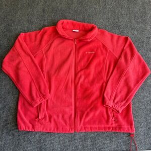 Columbia Womens Red Full Zip Fleece Jacket Plus Size 3X Mock Neck Outdoor Coat